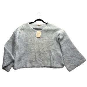 Altar’d State Silver Sparkly Eyelash Bell Sleeved Sweater SZ M/L NWT